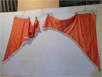 Vintage Set Snowball Trimmed Orange Curtains