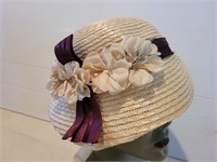 Vintage 1960's Sunday Straw Foral Ladies Hat