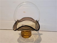 Vintage Art Deco Amber Glass Basket5inAx6inH