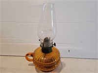 Vintage Amber Glass Finger Lantern 3 3/4inAx5inWx