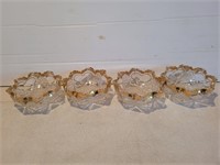 Vintage 4 Cut Glass Gold Rimmed Berry Bowls 4inAx