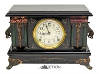 Antique Sessions Black Lacquer Mantel Clock