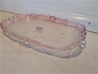 Mikasa Pink Glass Cherry Patterned Serving Dish