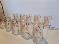 Vintage 10 Pine Cone Patterned Beer Mugs