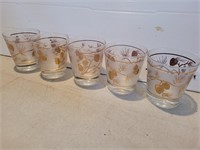 Vintage 2 Pine Cone Patterned Glasses 3inAx3 1/4H