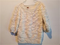 Retro Hand Made White 3/4 Sleeve Knitted Sweater