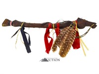Native American Horse Dance Stick w/ Feathers