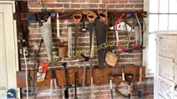 All items in wall including saws and misc items