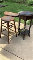 2 antique tables and 1 Stool