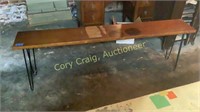Antique wood bench with iron legs 6 ft long x 12