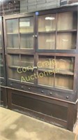 Antique 4 shelf, 4 door , 3 drawer book case,3pc.