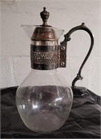 Glass & Silver Plate Water Pitcher