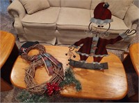 Metal Santa and Wreath Snowman