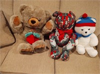 3 Christmas Teddy Bears