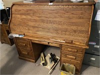 Large Oak S-Curve Roll Top Desk