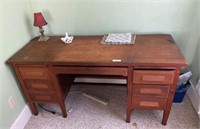 Oak Double Pedestal Office Desk