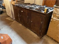 Three-Door Wood Cabinet & Contents