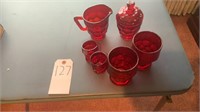 Red Glass Ware Set