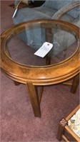 GLASS WOOD END TABLE