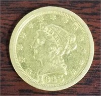 1843-O CORONET HEAD $2 1/2 GOLD COIN