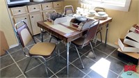 Chrome and wood veneer kitchen table