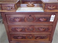 ANTIQUE DRESSER WITH MARBLE INLAY
