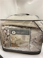 Leah Floral 8pc Queen Comforter Set