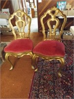 Ornate Side Chairs, Velvet Seats (2)