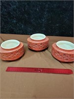 McCoy set of 3 brick red planters