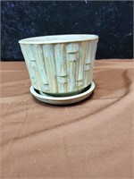 Teal green McCoy bamboo planter