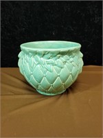 Teal McCoy planter approx 8.5 tall and 8 diameter
