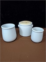 McCoy white canisters approx 6 to 7 inches tall