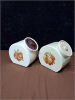 Pair of canisters with fruit decor