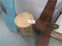 TV trays, card table, folding chair, wood stool
