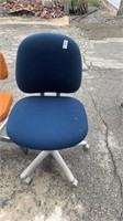 2 office chairs 1 blue 1 orange