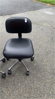 2 black office chairs