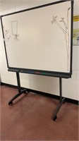 Double sided dry erase board with wheels