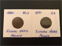 1880 & 1891 Indian Head Coins