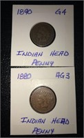 1880 & 1890 Indian Head Coins