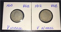 Coins: 1910 & 1912  (V) Nickels