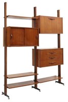 ITALIAN MID-CENTURY MODERN TEAK MODULAR WALL UNIT