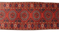 HAND-TIED AFGHAN TURKOMAN RUNNER, 42'2" X 2'11"