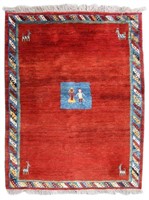 HAND-TIED PERSIAN GABBEH WOOL RUG, 5'11 X 4'10"