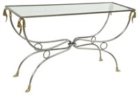 MAISON JANSEN STYLE GLASS-TOP SWAN CONSOLE TABLE