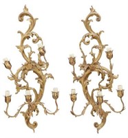 (2) FLORENTINE GILTWOOD & IRON 5-LT WALL SCONCES