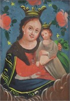 OIL ON TIN RETABLO, OUR LADY OF REFUGE, MEXICO