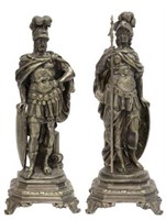 (2) AFTER MOREAU SILVERED BRONZE MARS & MINERVA