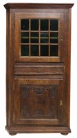 FRENCH PROVINCIAL OAK CORNER CABINET, 19TH C.