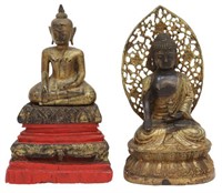 (2) THAI GILTWOOD & BRONZE MEDICINE BUDDHA