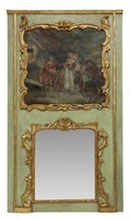 FRENCH LOUIS XVI STYLE PAINTED TRUMEAU MIRROR